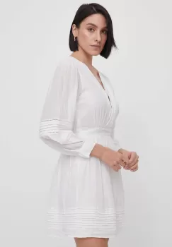 Pepe Jeans rochie culoarea bej, mini, evazati imagine