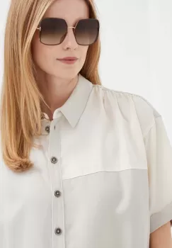 Pepe Jeans rochie culoarea bej, mini, oversize imagine