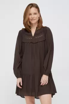 Pepe Jeans rochie culoarea maro, mini, drept imagine