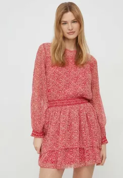 Pepe Jeans rochie culoarea rosu, mini, evazati imagine
