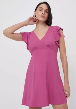 Pepe Jeans rochie culoarea roz, mini, evazati imagine