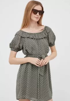 Pepe Jeans rochie culoarea verde, mini, drept imagine