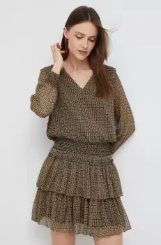 Pepe Jeans rochie culoarea verde, mini, evazati imagine