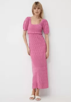 Pepe Jeans rochie din amestec de in GOLDIE DRESS culoarea roz, maxi, drept, PL953525 imagine