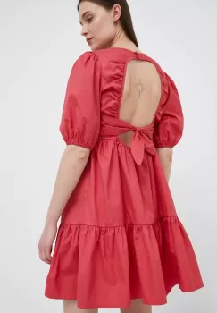 Pepe Jeans rochie din bumbac Bella culoarea rosu, mini, evazati imagine