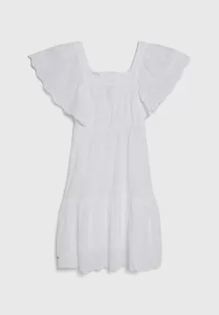 Pepe Jeans rochie din bumbac pentru copii ODELET culoarea alb, mini, evazati imagine