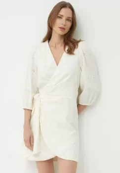 Pepe Jeans rochie din in DASHA culoarea bej, mini, evazati, PL953470 imagine