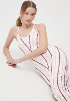 Pepe Jeans rochie GINNY DRESS culoarea bej, maxi, drept, PL953523 imagine