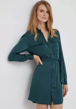 Pepe Jeans rochie Itziar culoarea verde, mini, mulata imagine
