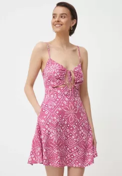 Pepe Jeans rochie jeans DENISE culoarea roz, mini, evazati, PL953499 imagine