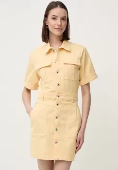 Pepe Jeans rochie jeans JILL culoarea galben, mini, drept, PL953577 imagine