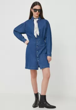 Pepe Jeans rochie jeans JULIE culoarea albastru marin, mini, evazati imagine