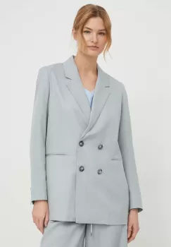Pepe Jeans sacou culoarea turcoaz, cu doua randuri de nasturi, neted imagine