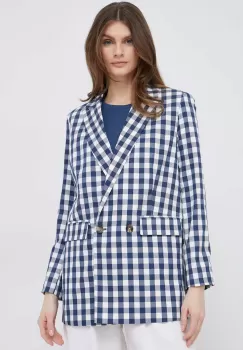 Pepe Jeans sacou Sandra culoarea albastru marin, cu doua randuri de nasturi, modelator imagine
