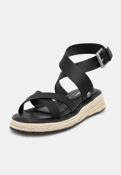 Pepe Jeans sandale de piele KATE NATURE femei, culoarea negru, cu platforma, PLS90692 imagine