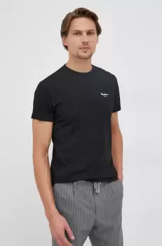 Pepe Jeans Tricou Basic barbati, culoarea negru, material neted imagine