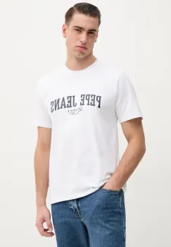 Pepe Jeans tricou DERRIL TEE barbati, culoarea alb, cu imprimeu, PM509766 imagine