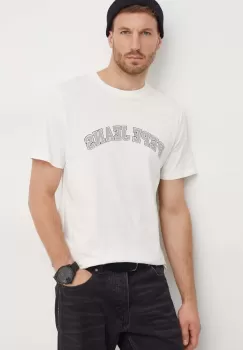 Pepe Jeans tricou din bumbac barbati, culoarea bej, cu imprimeu imagine