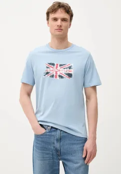 Pepe Jeans tricou din bumbac Clag culoarea bleumarin, cu imprimeu, PM509384 imagine