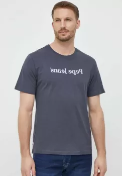 Pepe Jeans tricou din bumbac CLIFTON barbati, culoarea gri, cu imprimeu, PM509374 imagine