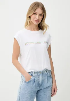 Pepe Jeans tricou din bumbac culoarea alb, PL506121 imagine