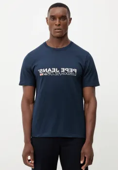 Pepe Jeans tricou din bumbac culoarea bleumarin, cu imprimeu, PM5010104 imagine