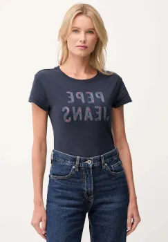 Pepe Jeans tricou din bumbac culoarea bleumarin, PL5000045 imagine