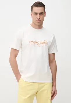 Pepe Jeans tricou din bumbac DUMAS TEE barbati, culoarea bej, cu imprimeu, PM509769 imagine