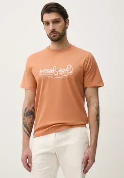 Pepe Jeans tricou din bumbac DUMAS TEE barbati, culoarea portocaliu, cu imprimeu, PM509769 imagine
