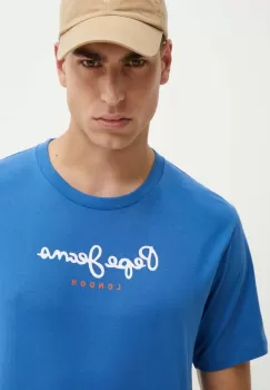 Pepe Jeans tricou din bumbac Eggo barbati, cu imprimeu imagine