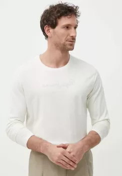 Pepe Jeans tricou din bumbac Eggo barbati, culoarea bej, cu imprimeu imagine