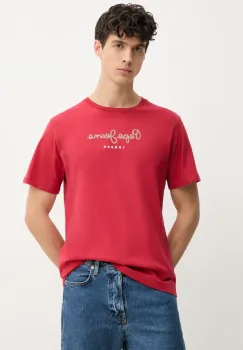 Pepe Jeans tricou din bumbac Eggo barbati, culoarea portocaliu, cu imprimeu, PM508208 imagine