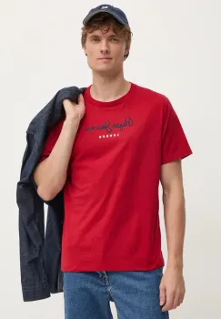 Pepe Jeans tricou din bumbac Eggo barbati, culoarea rosu, cu imprimeu, PM508208 imagine