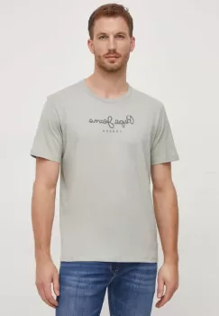 Pepe Jeans tricou din bumbac Eggo barbati, culoarea verde, cu imprimeu imagine