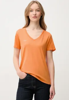 Pepe Jeans tricou din bumbac MACY V-NECK femei, culoarea portocaliu, PL506051 imagine