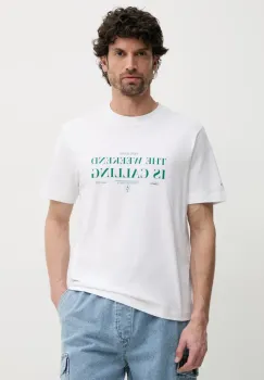 Pepe Jeans tricou din bumbac PALMER barbati, culoarea alb, cu imprimeu, PM509802 imagine