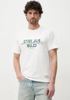 Pepe Jeans tricou din bumbac TALBOT barbati, culoarea alb, cu imprimeu, PM509791 imagine