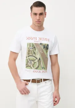 Pepe Jeans tricou DUSTER FRONT TEE barbati, culoarea alb, cu imprimeu, PM509778 imagine