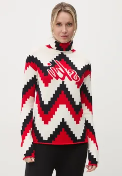 Perfect Moment pulover Chevron femei, culoarea bej, cu guler W3001096 imagine