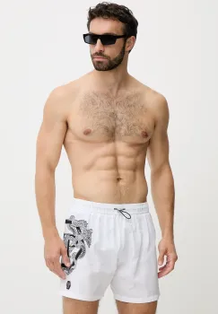 Philipp Plein pantaloni scurti de baie culoarea alb, PM25MBM01 imagine