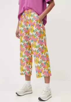 Picture pantaloni din in Tylita culoarea roz, drept, high waist, WJS025 imagine