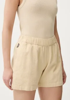 Picture pantaloni scurti din bumbac Flaros culoarea bej, uni, high waist, WSH0097 imagine