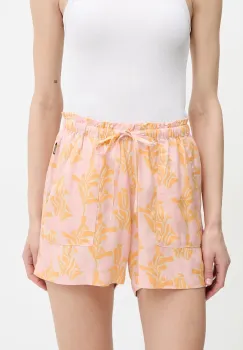 Picture pantaloni scurti Milou culoarea portocaliu, cu imprimeu, high waist, WSH0108 imagine