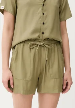 Picture pantaloni scurti Milou culoarea verde, uni, high waist, WSH0099 imagine