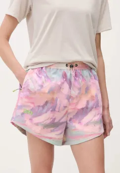 Picture pantaloni scurti outdoor Oslon culoarea roz, cu imprimeu, high waist, WSH0104 imagine