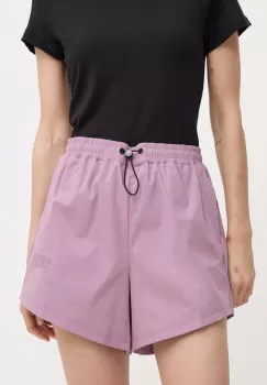 Picture pantaloni scurti outdoor Oslon culoarea violet, neted, high waist, WSH087 imagine