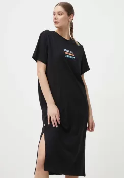 Picture rochie din bumbac Junyper culoarea negru, midi, oversize, WDR099 imagine