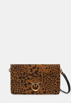 Pinko geanta de mana din piele intoarsa Leopard print imagine