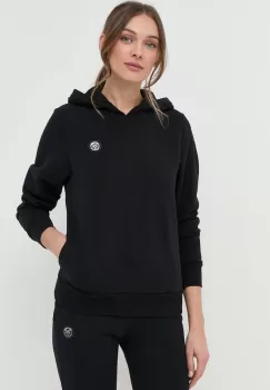 PLEIN SPORT bluza femei, culoarea negru, cu gluga, cu imprimeu imagine