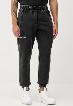PLEIN SPORT pantaloni de trening din bumbac culoarea negru, cu imprimeu, FAEC MJT2647 SJY001N imagine